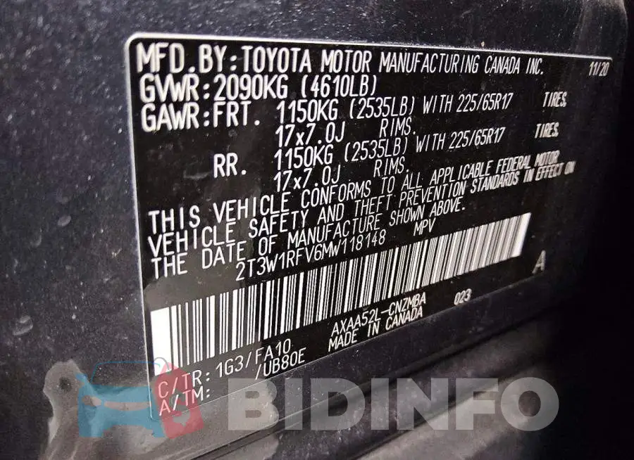 2T3W1RFV6MW118148 Photo# 14