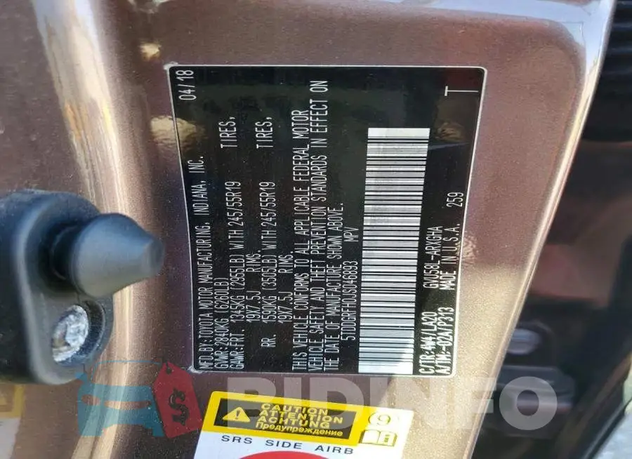 5TDDGRFH0JS046893 Photo# 14