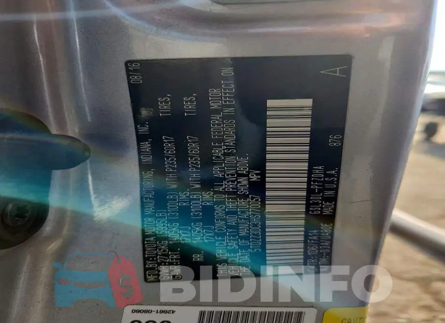 5TDZZ3DC3HS770057 Photo# 13
