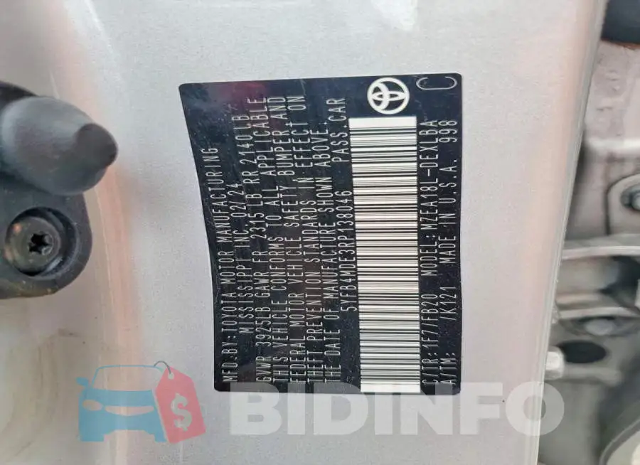 5YFB4MDE3RP138046 Photo# 13