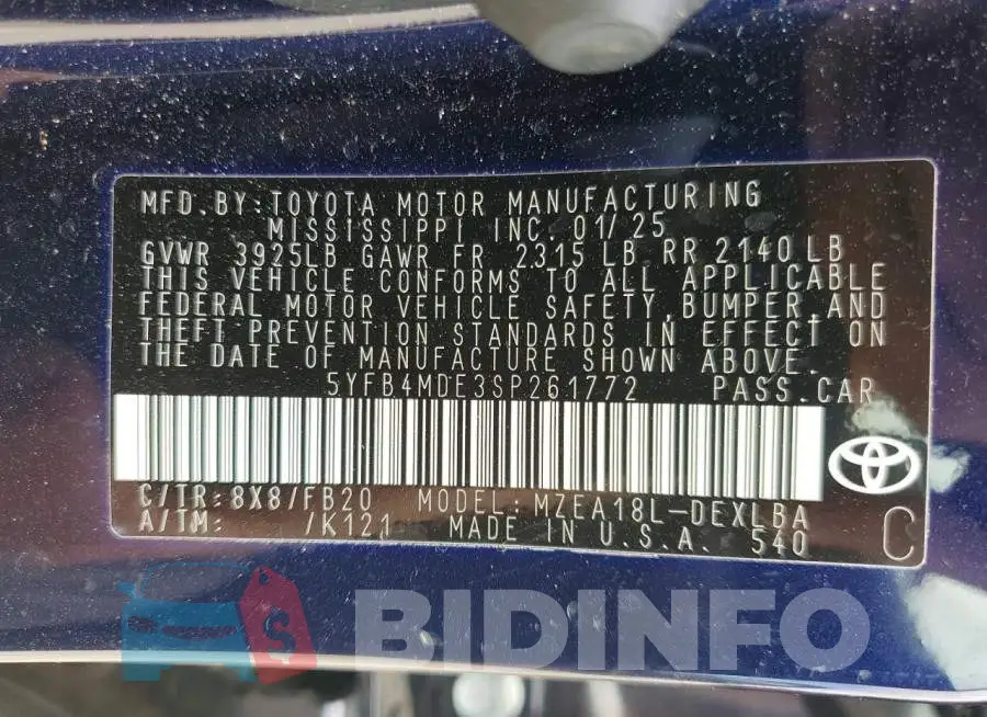 5YFB4MDE3SP261772 Photo# 12