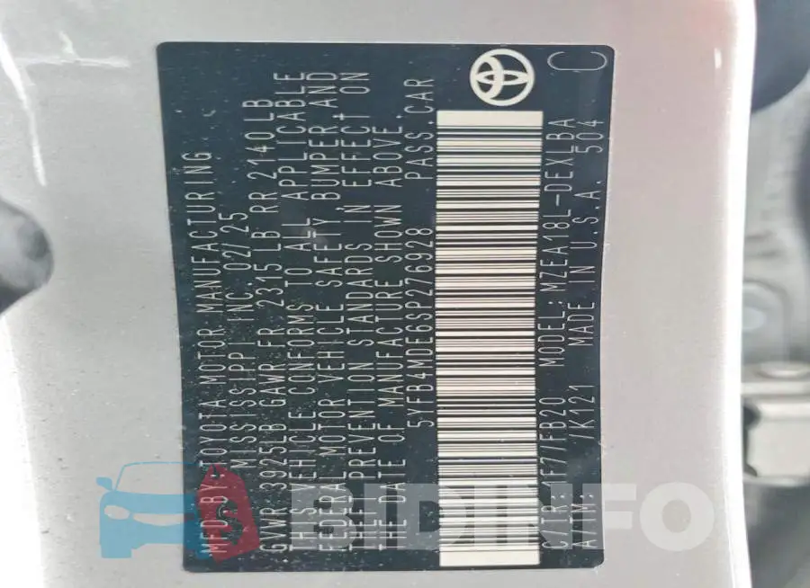 5YFB4MDE6SP276928 Photo# 13
