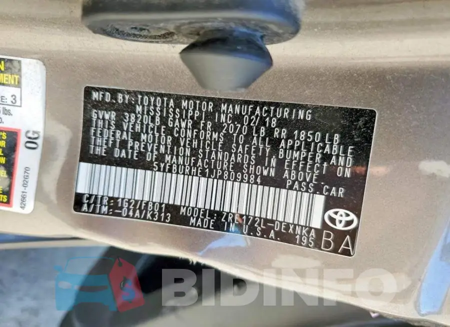 5YFBURHE1JP809984 Photo# 13