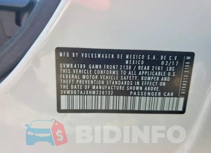 3VWDB7AJXHM326132 Photo# 13