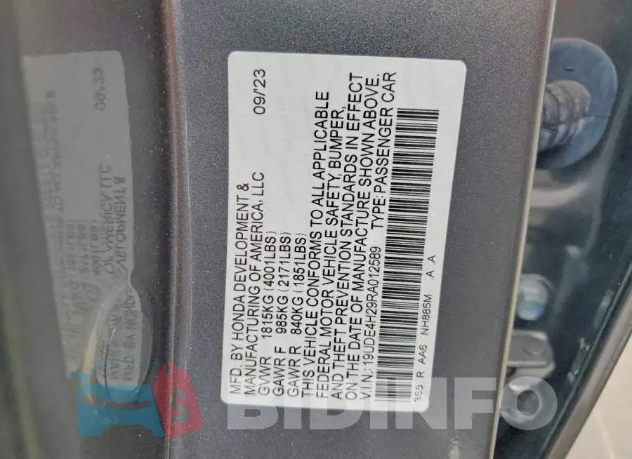 19UDE4H29RA012589 Photo# 12