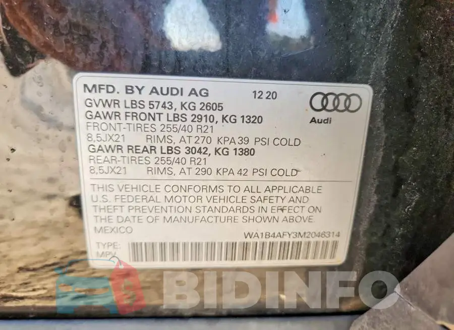 WA1B4AFY3M2046314 Photo# 13