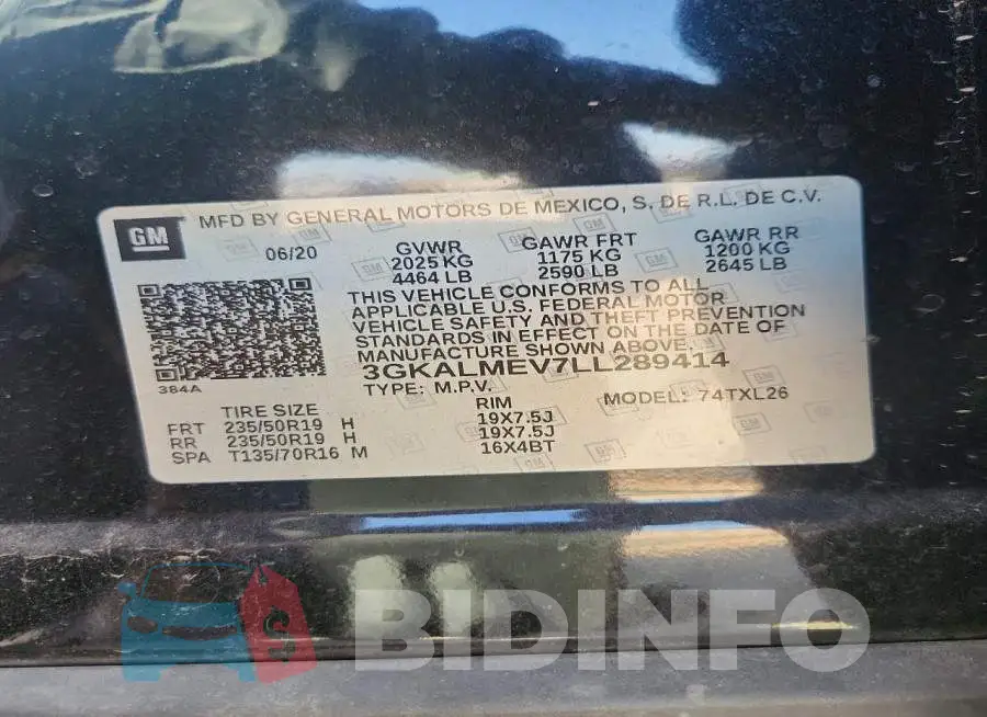 3GKALMEV7LL289414 Photo# 13