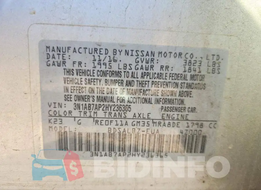 3N1AB7AP2HY236365 Photo# 12
