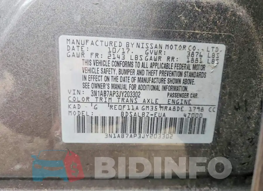 3N1AB7AP3JY203302 Photo# 12