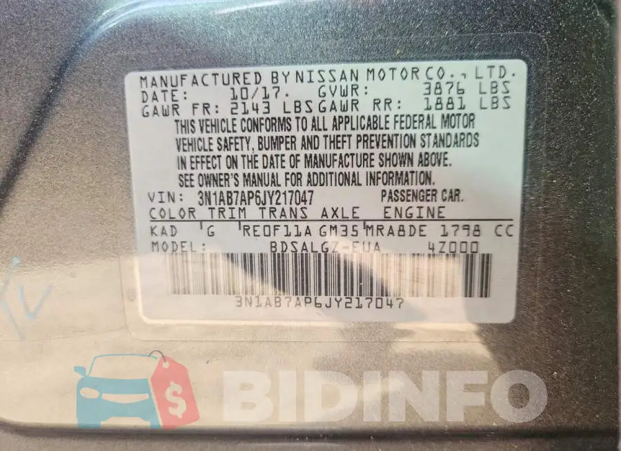 3N1AB7AP6JY217047 Photo# 13