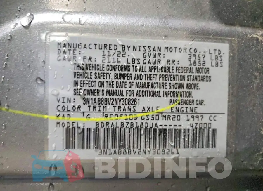 3N1AB8BV2NY308261 Photo# 12
