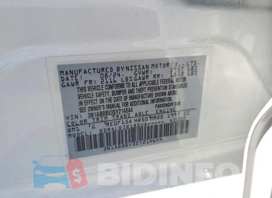 3N1AB8BV3SY214644 Photo# 13