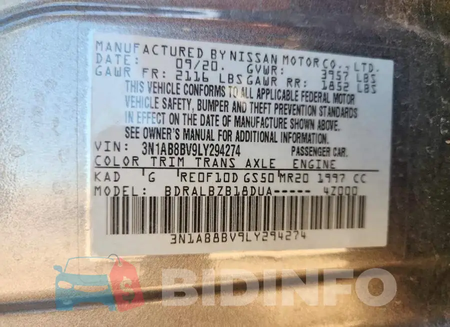 3N1AB8BV9LY294274 Photo# 12