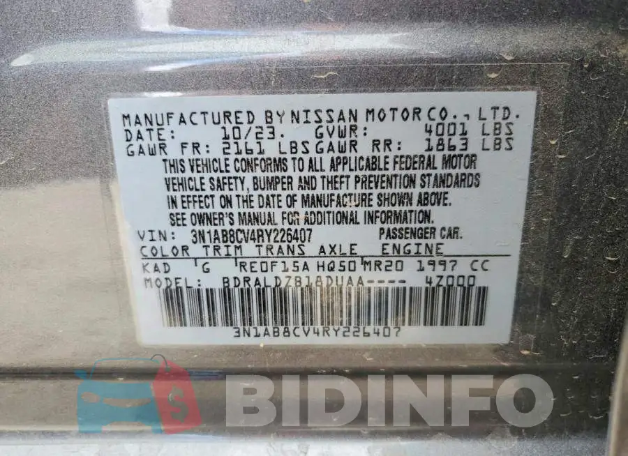 3N1AB8CV4RY226407 Photo# 12
