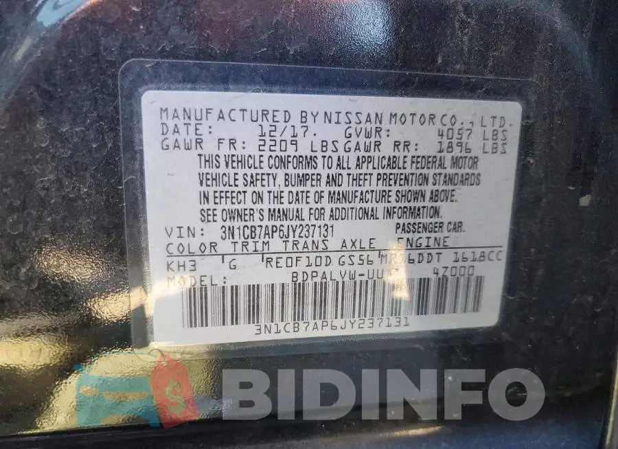 3N1CB7AP6JY237131 Photo# 12