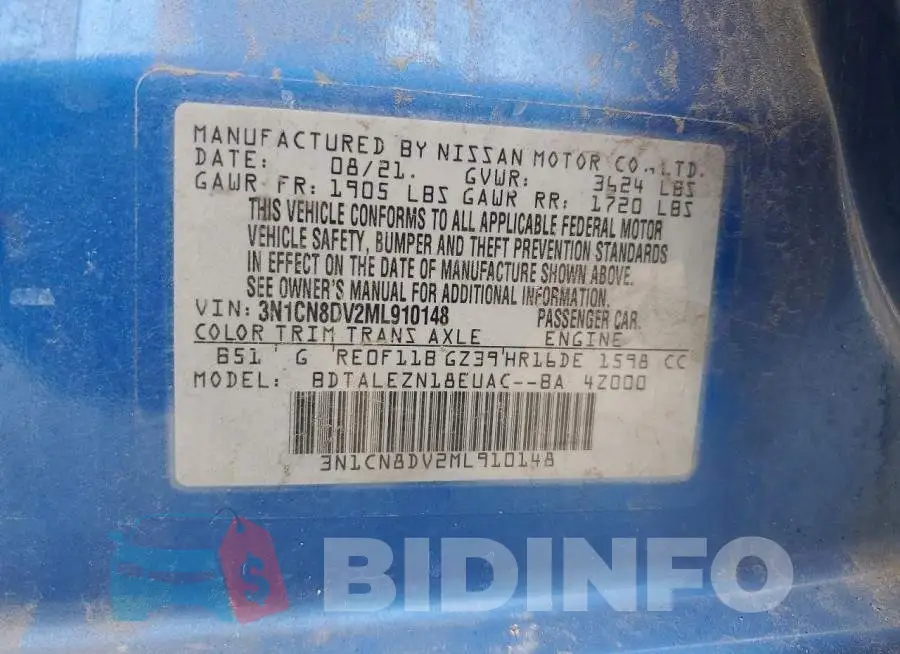 3N1CN8DV2ML910148 Photo# 13