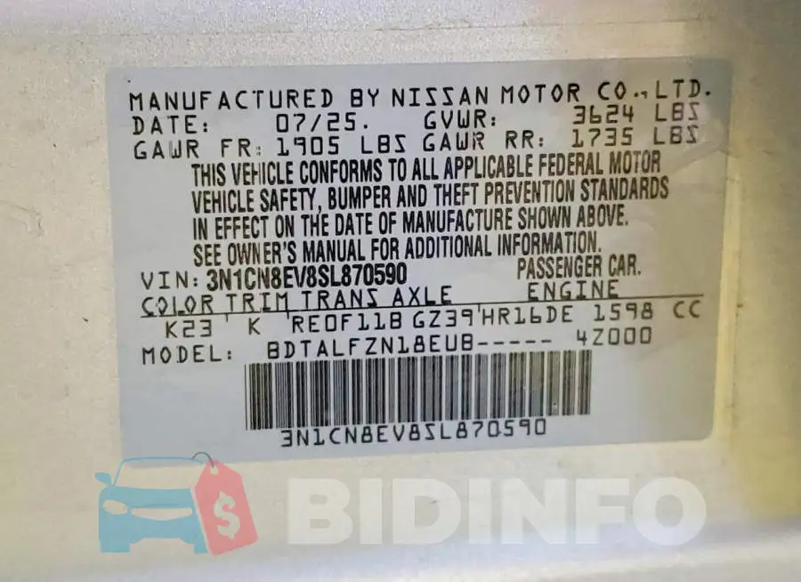 3N1CN8EV8SL870590 Photo# 12