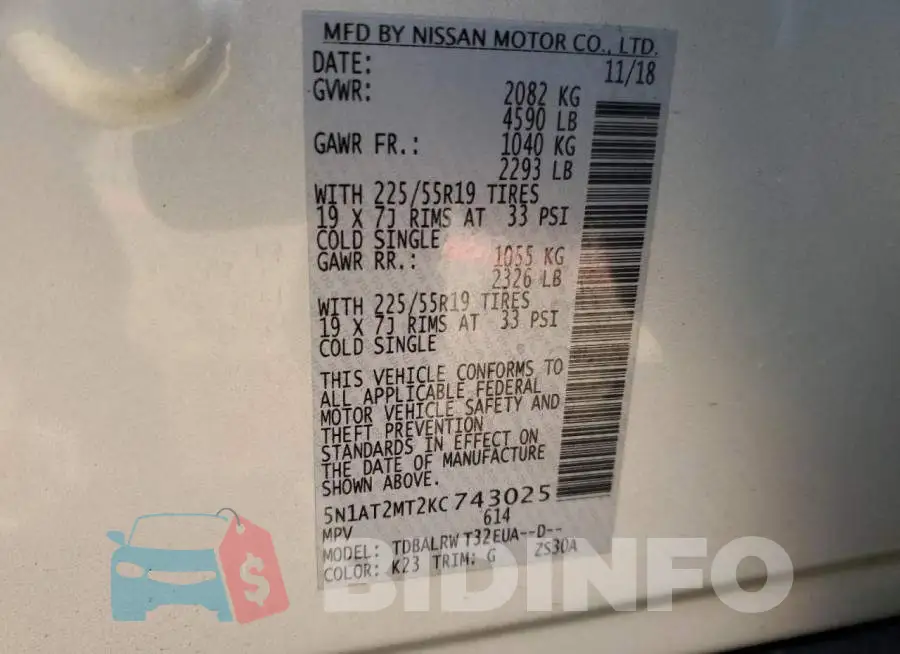 5N1AT2MT2KC743025 Photo# 14