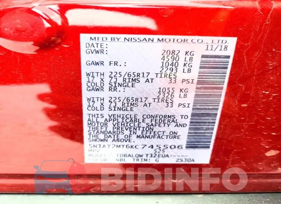 5N1AT2MT6KC745506 Photo# 13