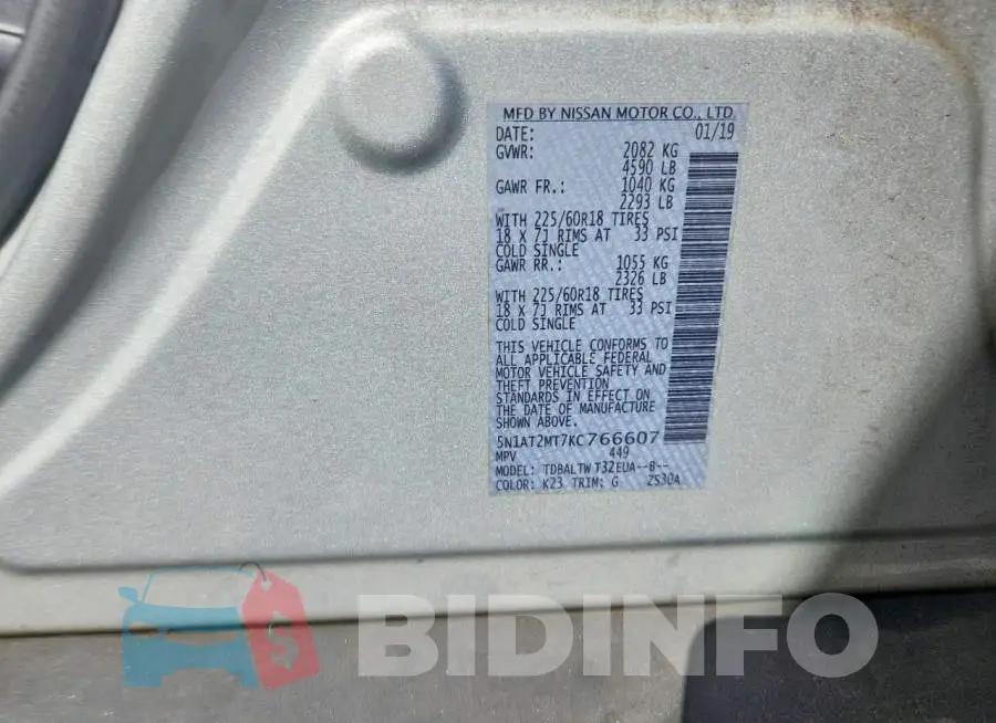 5N1AT2MT7KC766607 Photo# 13