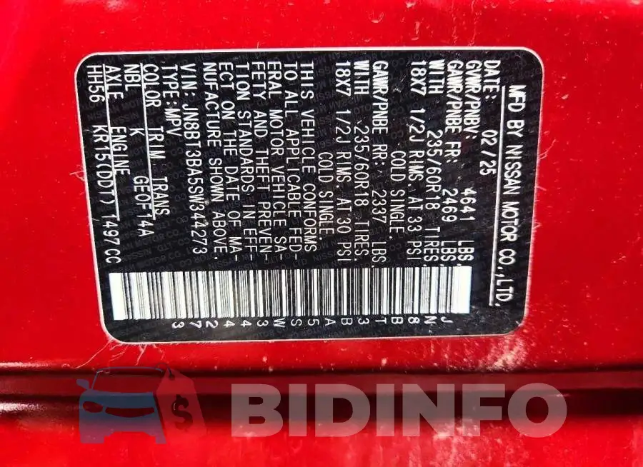 JN8BT3BA5SW344273 Photo# 13