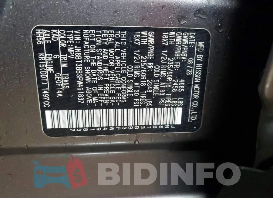 JN8BT3BB3PW491837 Photo# 12