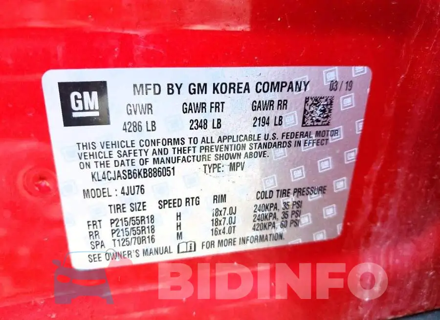 KL4CJASB6KB886051 Photo# 13