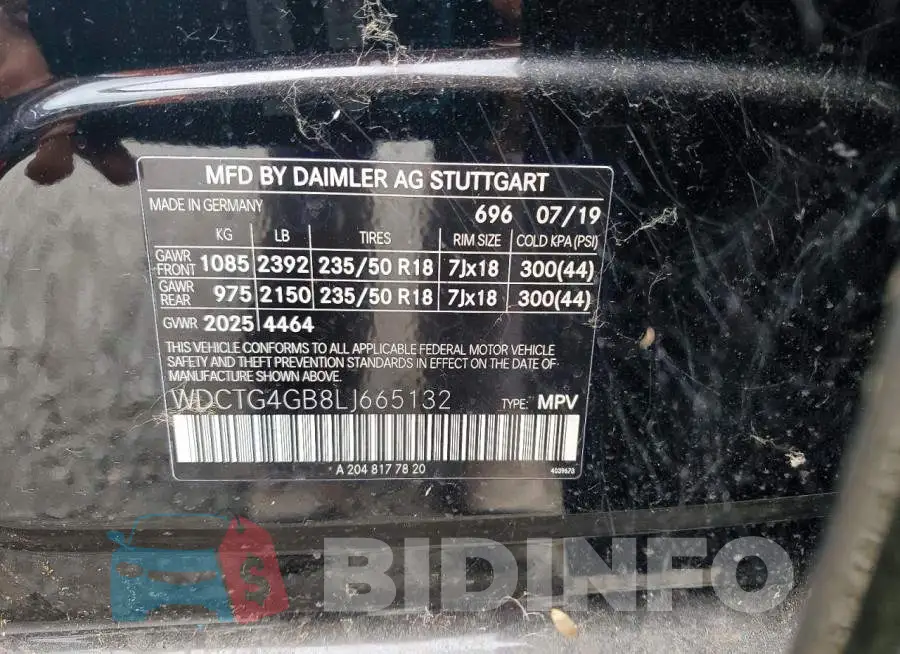 WDCTG4GB8LJ665132 Photo# 13