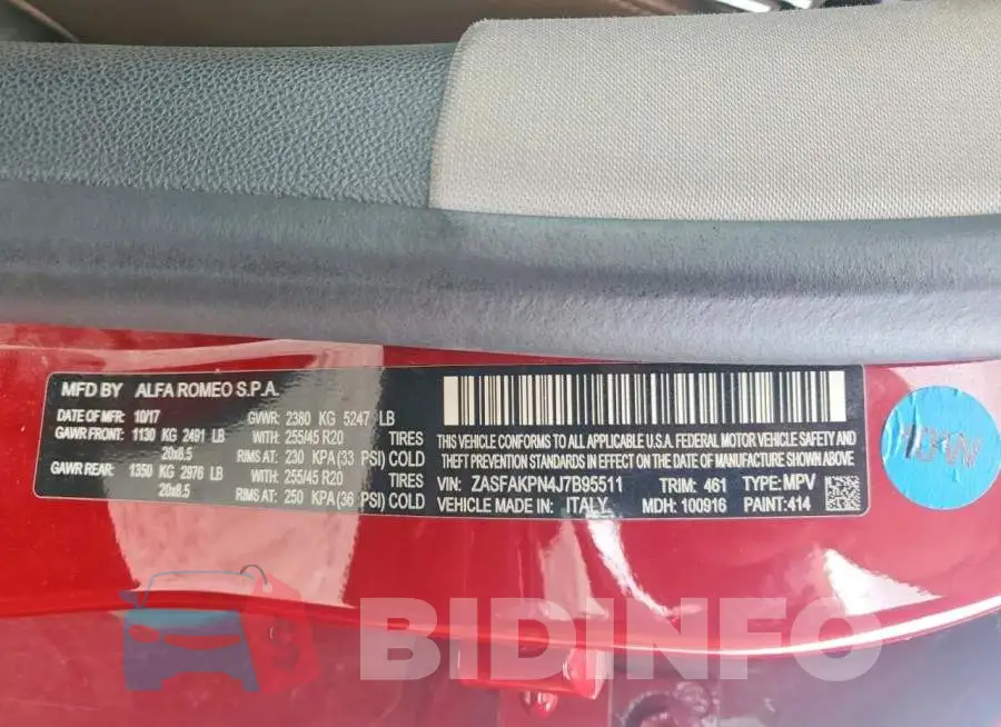 ZASFAKPN4J7B95511 Photo# 12
