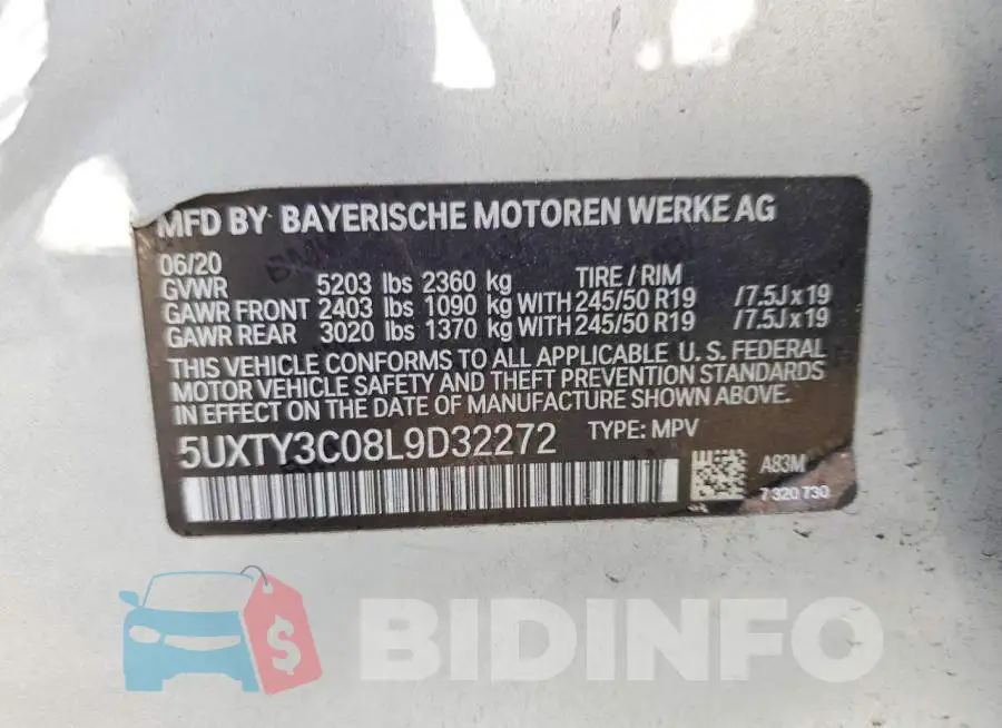 5UXTY3C08L9D32272 Photo# 14
