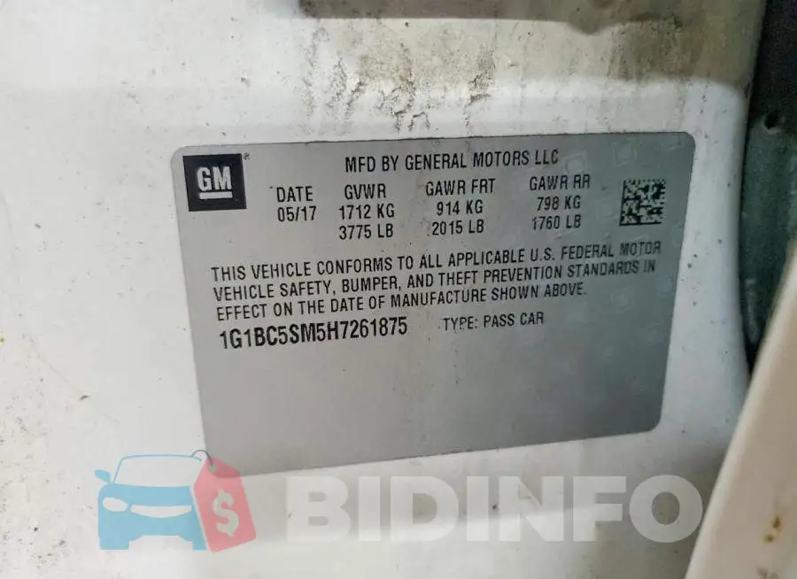 1G1BC5SM5H7261875 Photo# 12