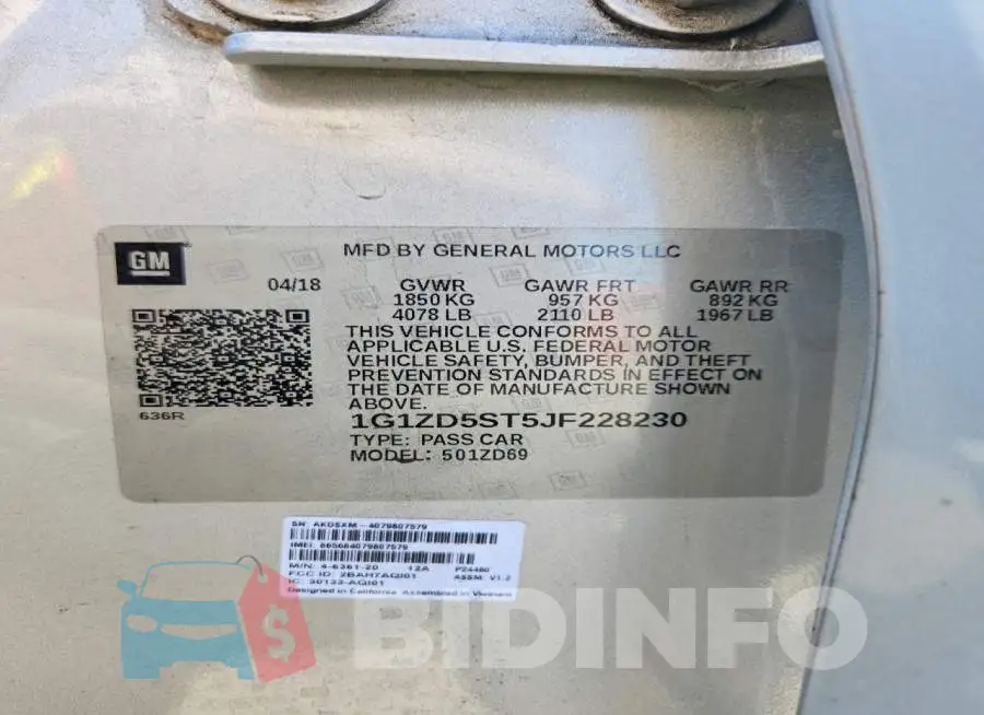 1G1ZD5ST5JF228230 Photo# 12