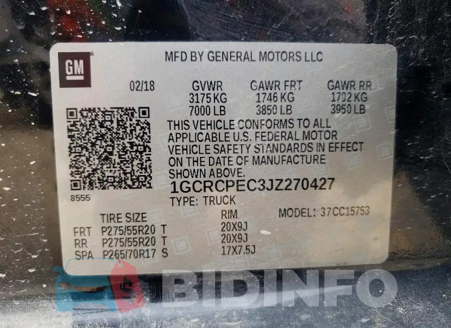 1GCRCPEC3JZ270427 Photo# 12