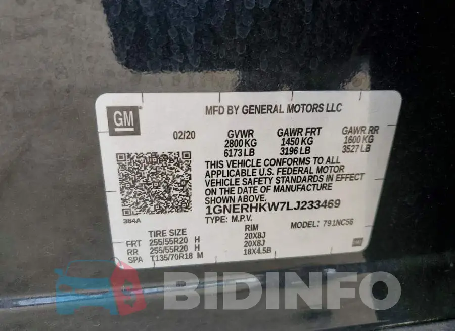 1GNERHKW7LJ233469 Photo# 14