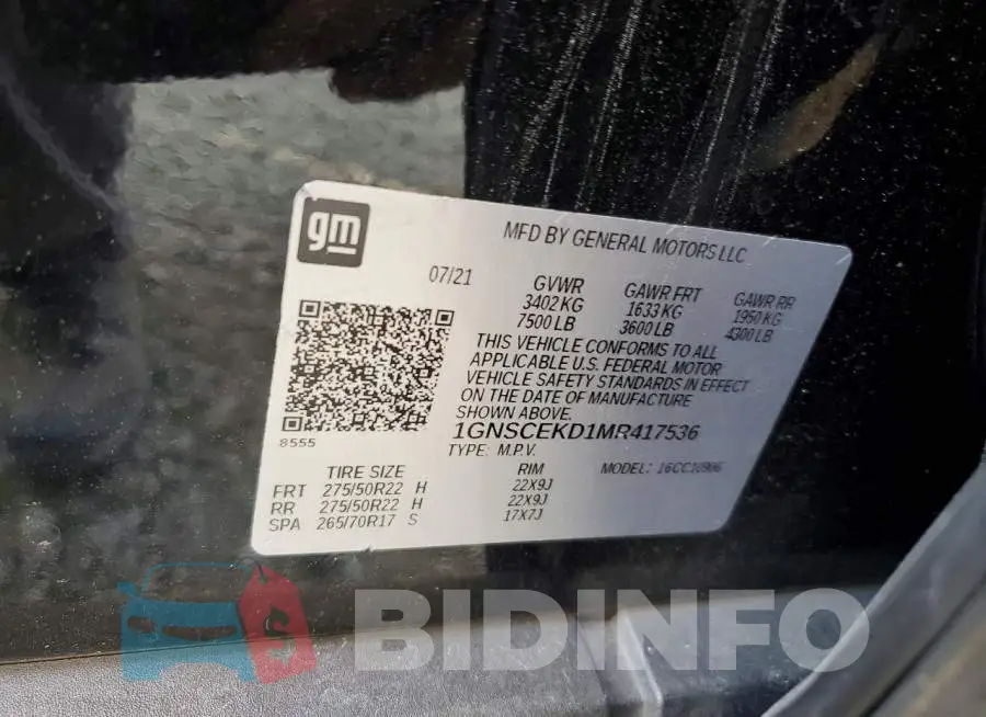 1GNSCEKD1MR417536 Photo# 14