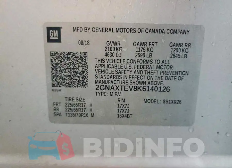 2GNAXTEV8K6140126 Photo# 13