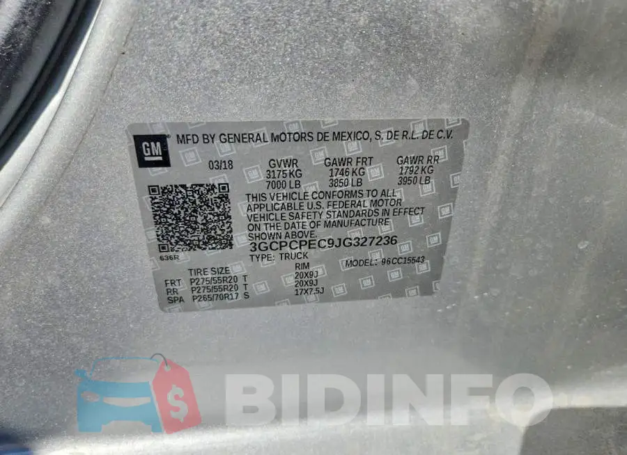 3GCPCPEC9JG327236 Photo# 12