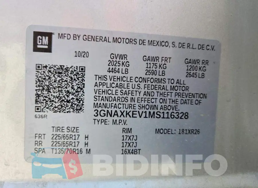 3GNAXKEV1MS116328 Photo# 13