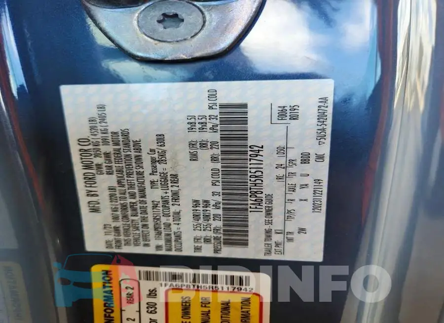 1FA6P8TH5R5117942 Photo# 12