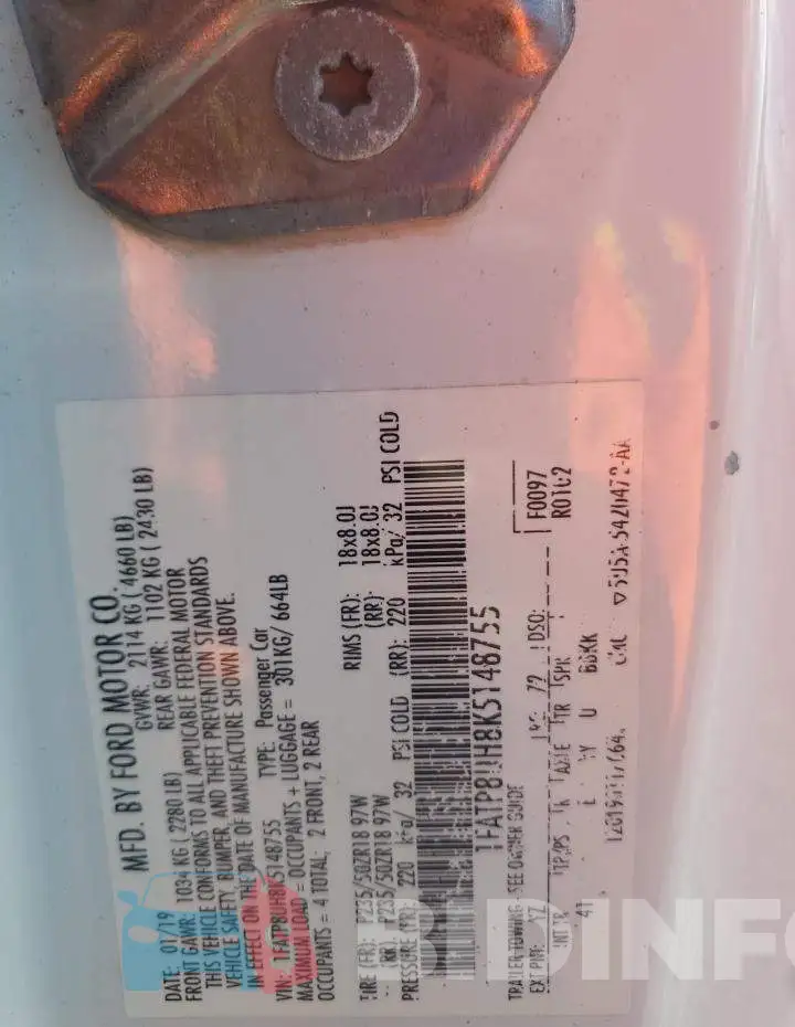 1FATP8UH8K5148755 Photo# 13