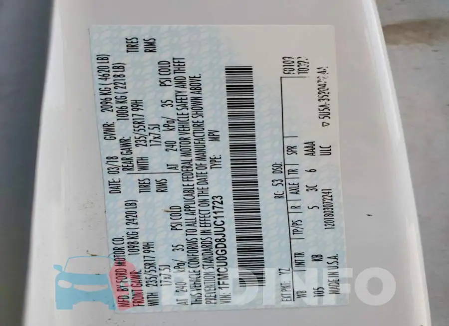 1FMCU0GD8JUC11723 Photo# 12