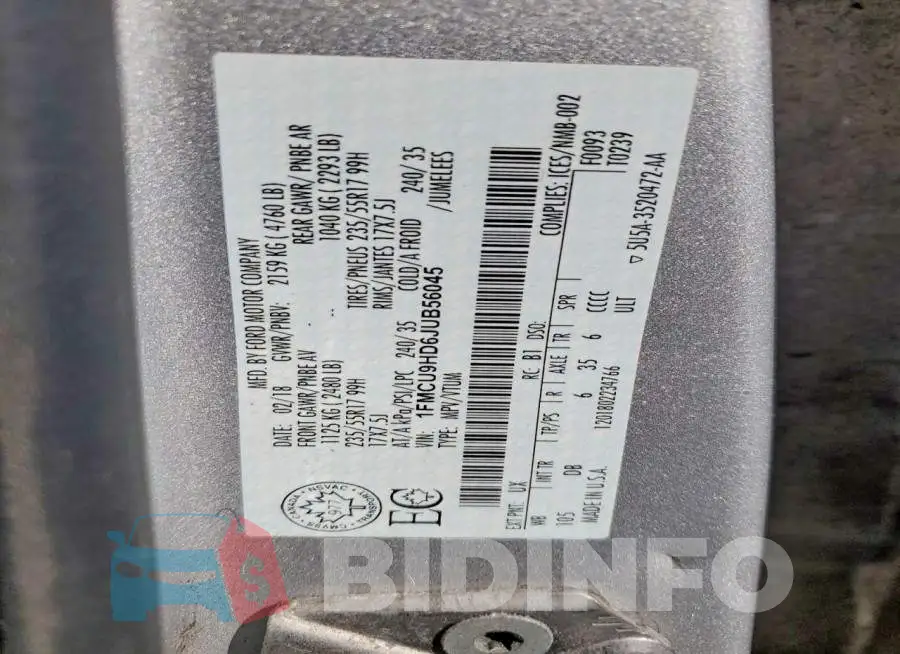 1FMCU9HD6JUB56045 Photo# 14