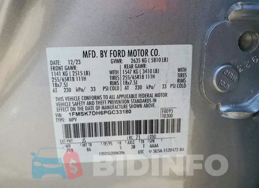 1FMSK7DH6PGC33180 Photo# 13