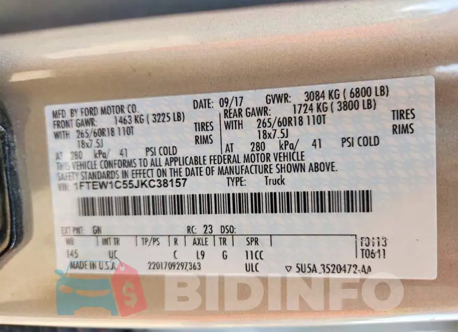 1FTEW1C55JKC38157 Photo# 13