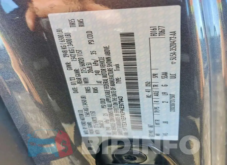 1FTEX1EPXPKE97943 Photo# 12