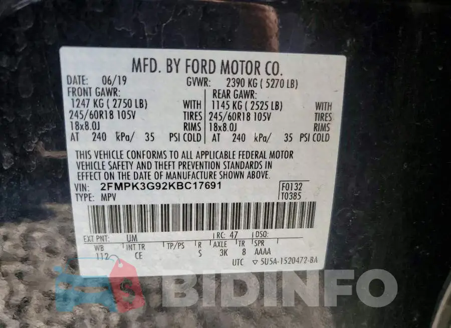 2FMPK3G92KBC17691 Photo# 13
