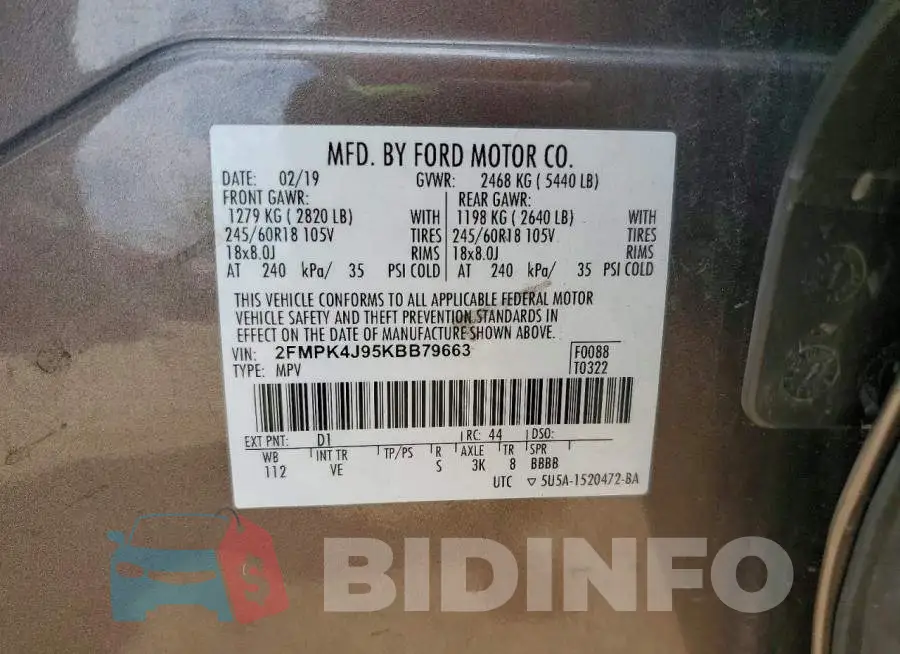 2FMPK4J95KBB79663 Photo# 13