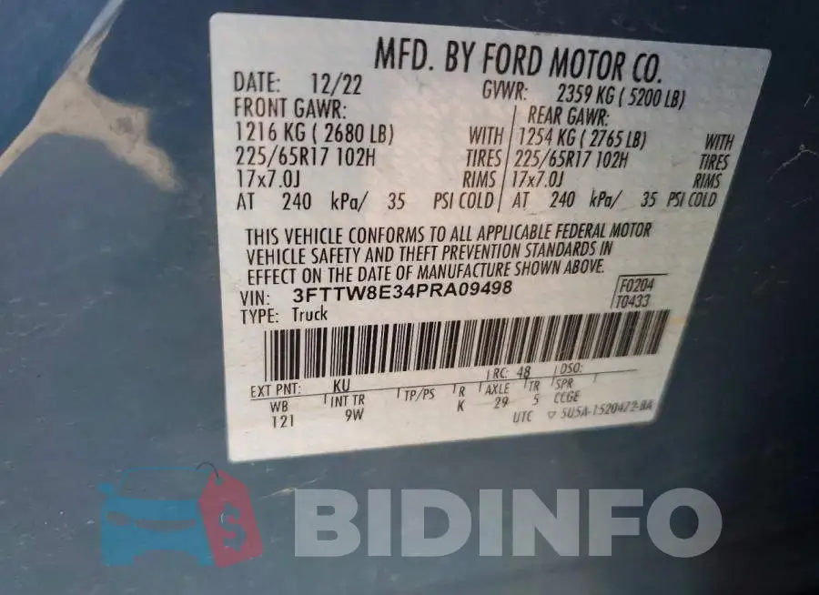 3FTTW8E34PRA09498 Photo# 13