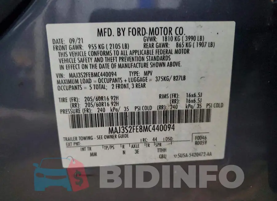 MAJ3S2FE8MC440094 Photo# 13