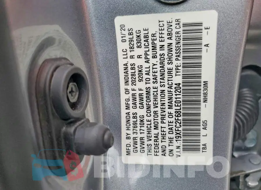 19XFC2F68LE011204 Photo# 12